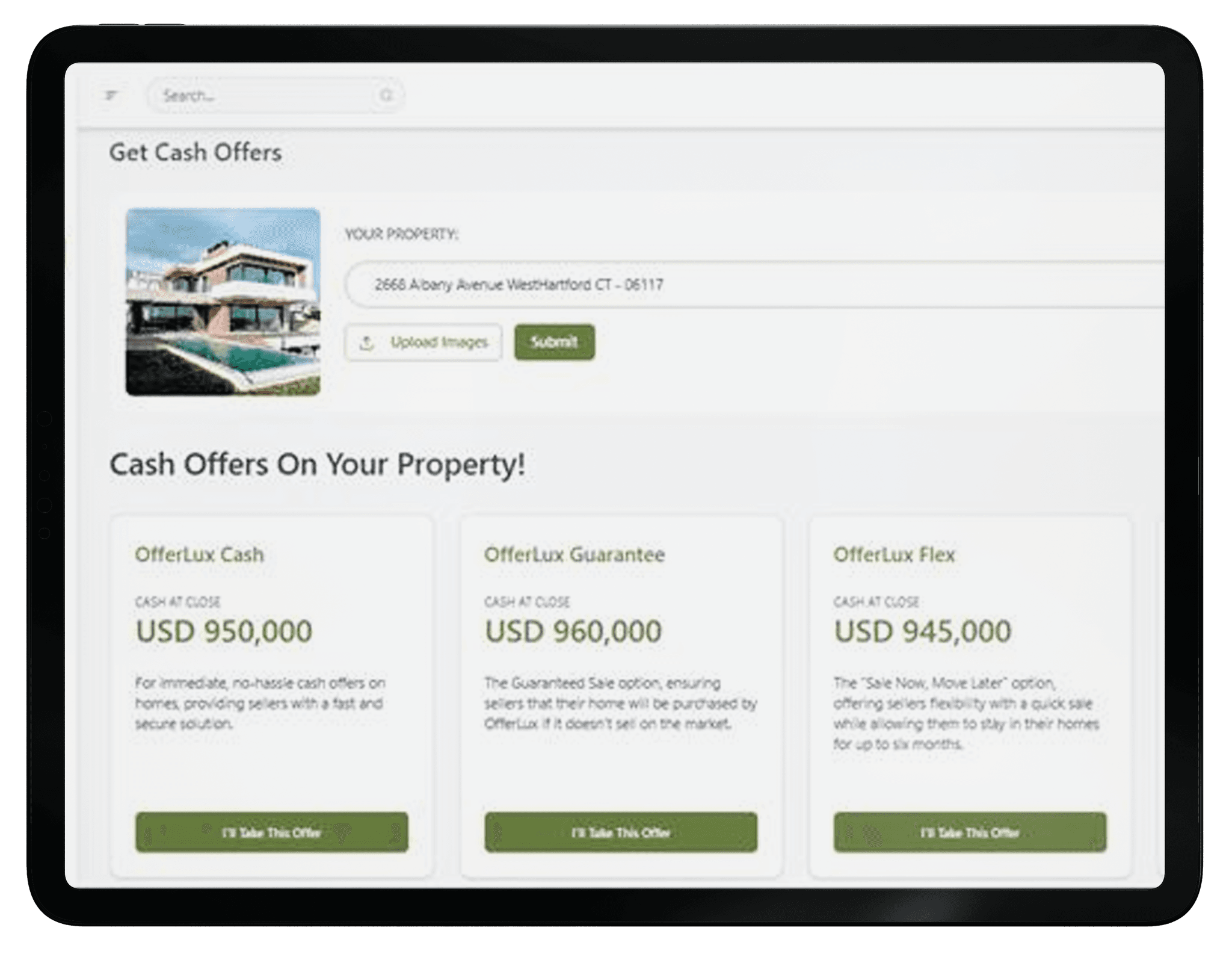 Offer dashboard on a device
